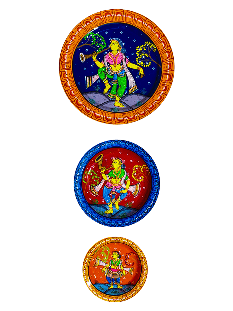 Order Online 3 Dancers and Instruments  Pattachitra  Wall Plates