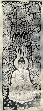 Get Zen Serenity: Black and White Buddha Tholu Bommalata Painting. Limited-time deal, perfect for meditation spaces.