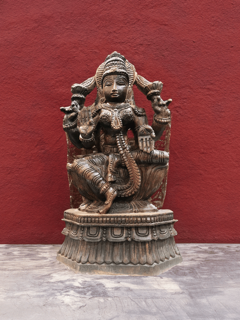 Goddess Lakshmi wooden artwork for Sale