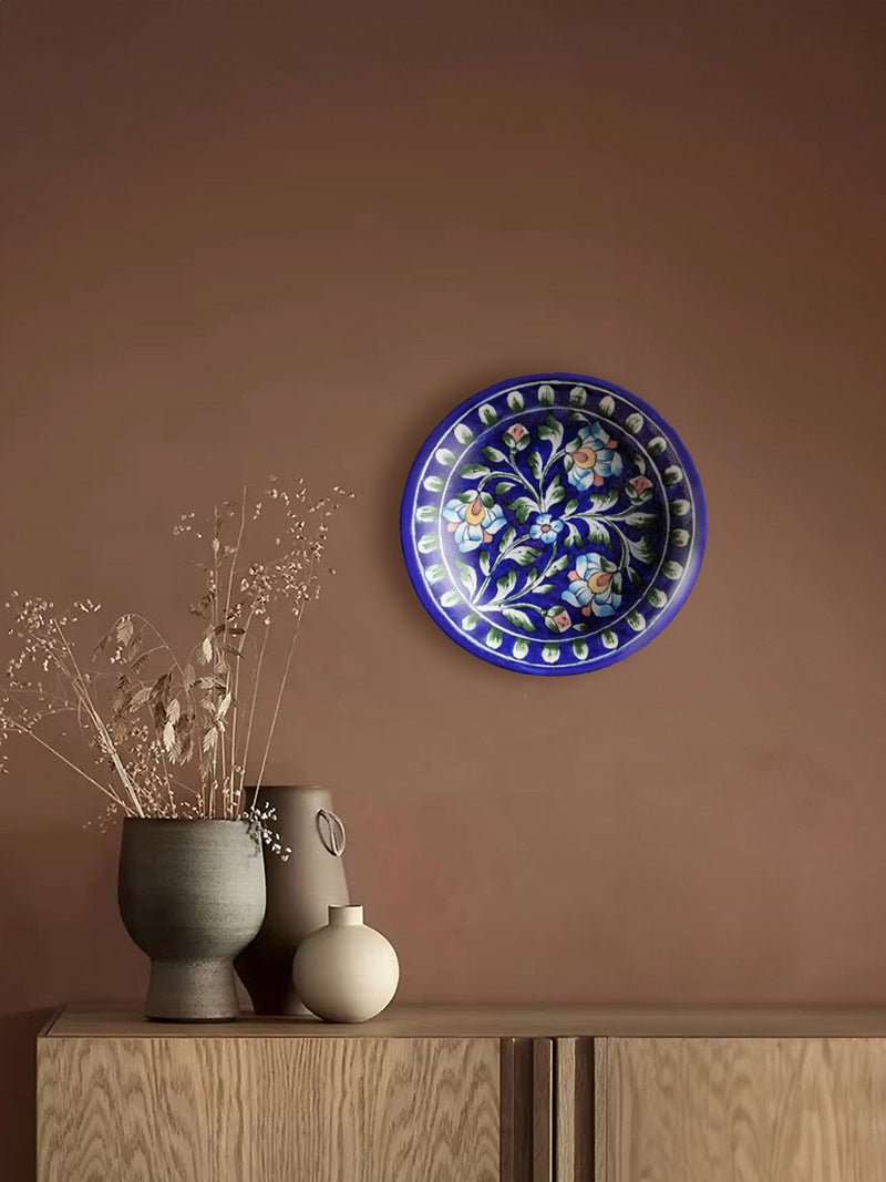 Jaipur Blue Pottery / Rajasthani Blue Pottery / Blue Pottery Wall Plate
