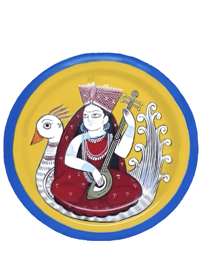 Buy  Goddess Saraswati Kalighat Plate art by Hasir Chitrakar