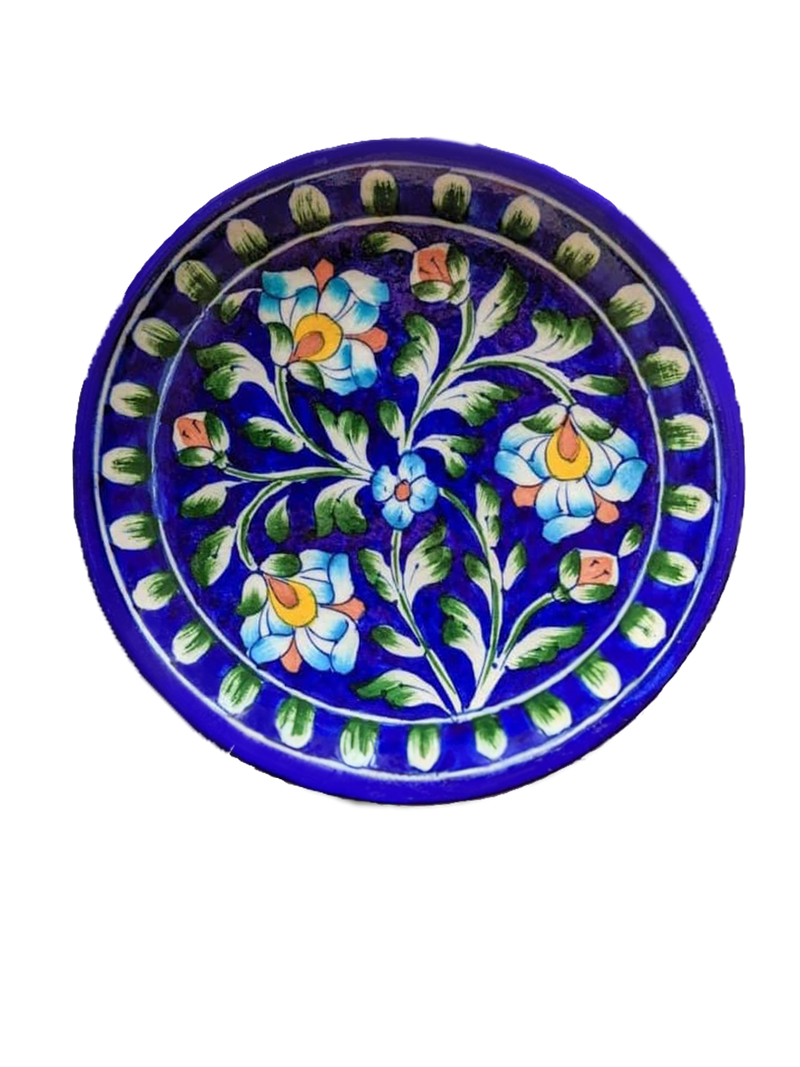 Jaipur Blue Pottery / Rajasthani Blue Pottery / Blue Pottery Wall Plate for Sale