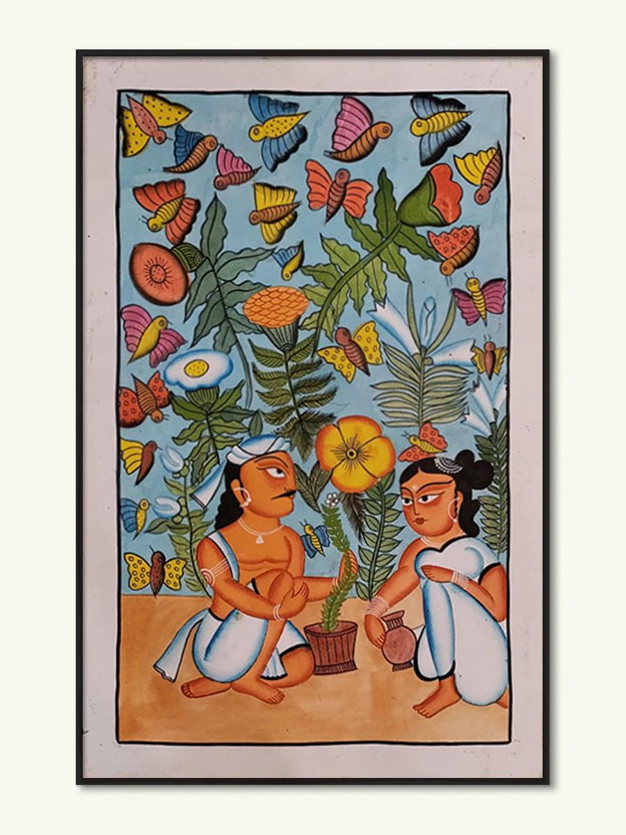Divine Blossom: A Bengal Pattachitra Homage to Nature Bengal Pattachitra by Swarna Chitrakar for sale