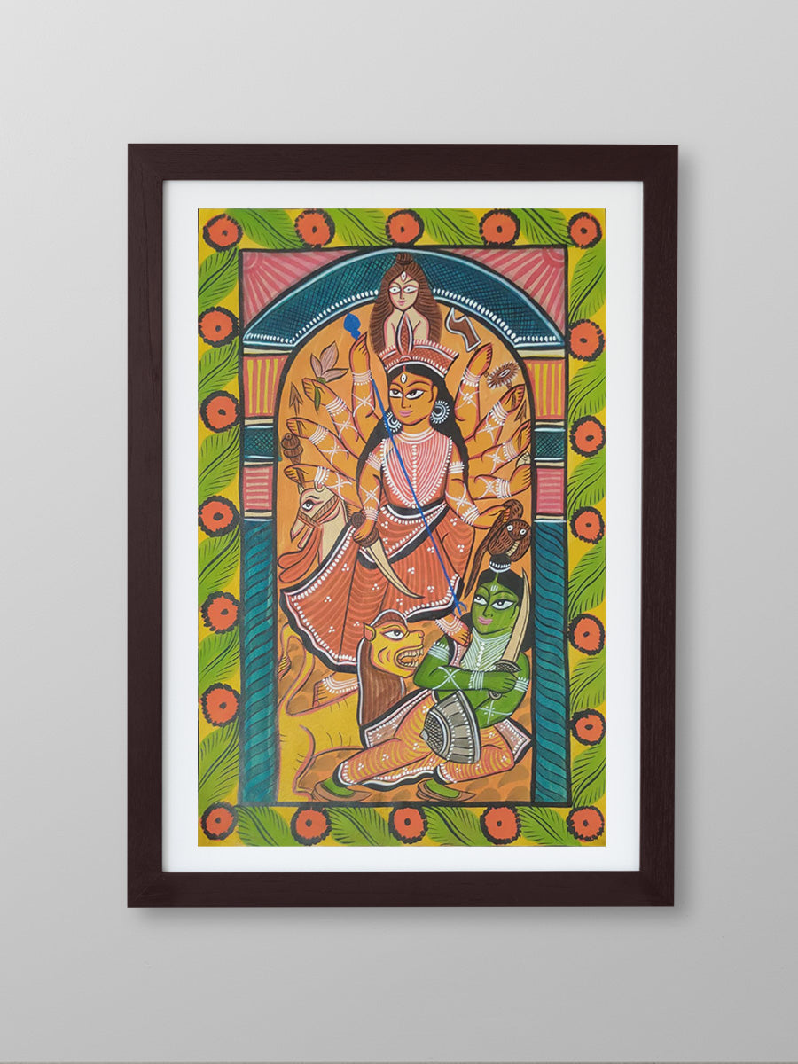 buy Mahisasur Mardini and Mahishasur Bengal Pattachitra Painting by Manoranjan chitrakar