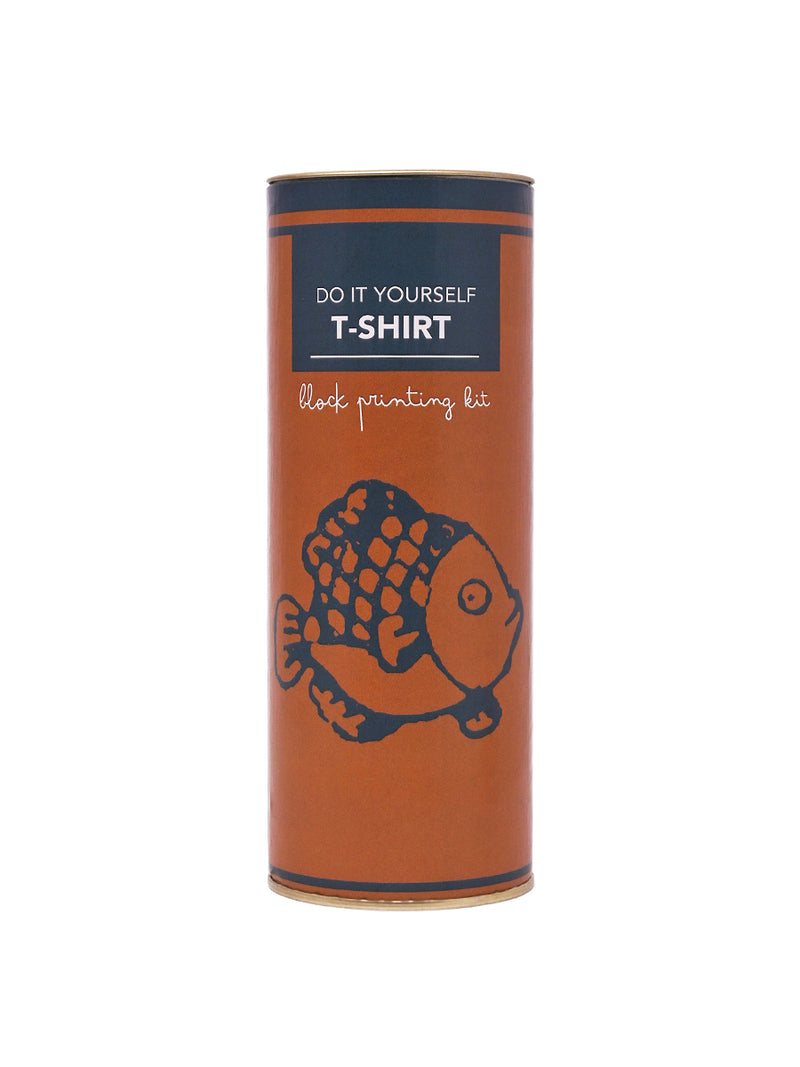 POTLI DIY Craft Kit - Block Print Your own T-Shirt (Fish) Age 4-12 years
