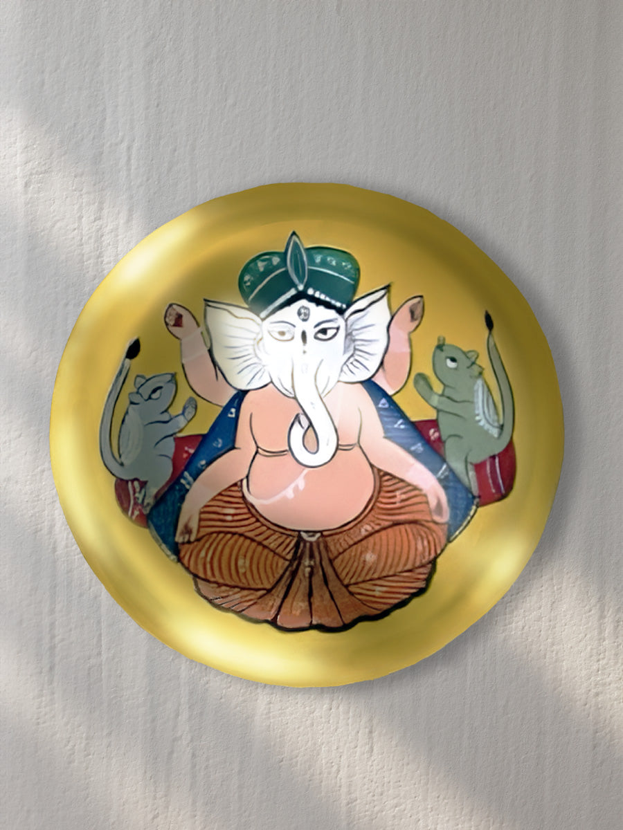 Lord Ganesha in Kalighat Plate art by Hasir Chitrakar for Sale