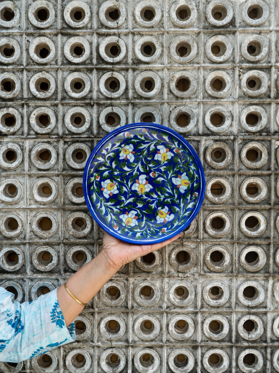 Handmade Floral Blue Pottery for Sale