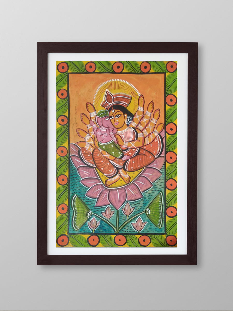 Transcendent Bliss in the Serene Abundance, Bengal Pattachitra painting by Manoranjan Chitrakar