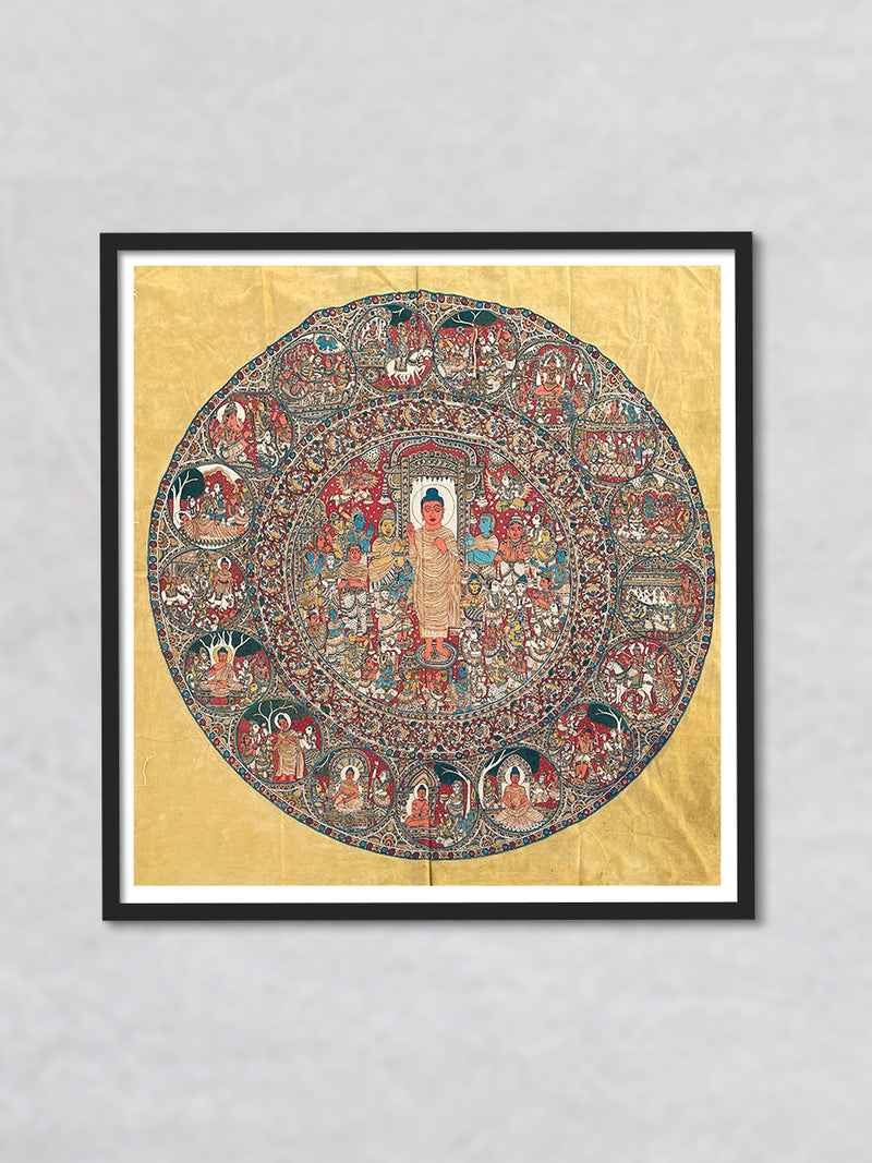 Enlightened Radiance: Circles of Enlightenment Kalamkari Painting by Siva Reddy- for sell