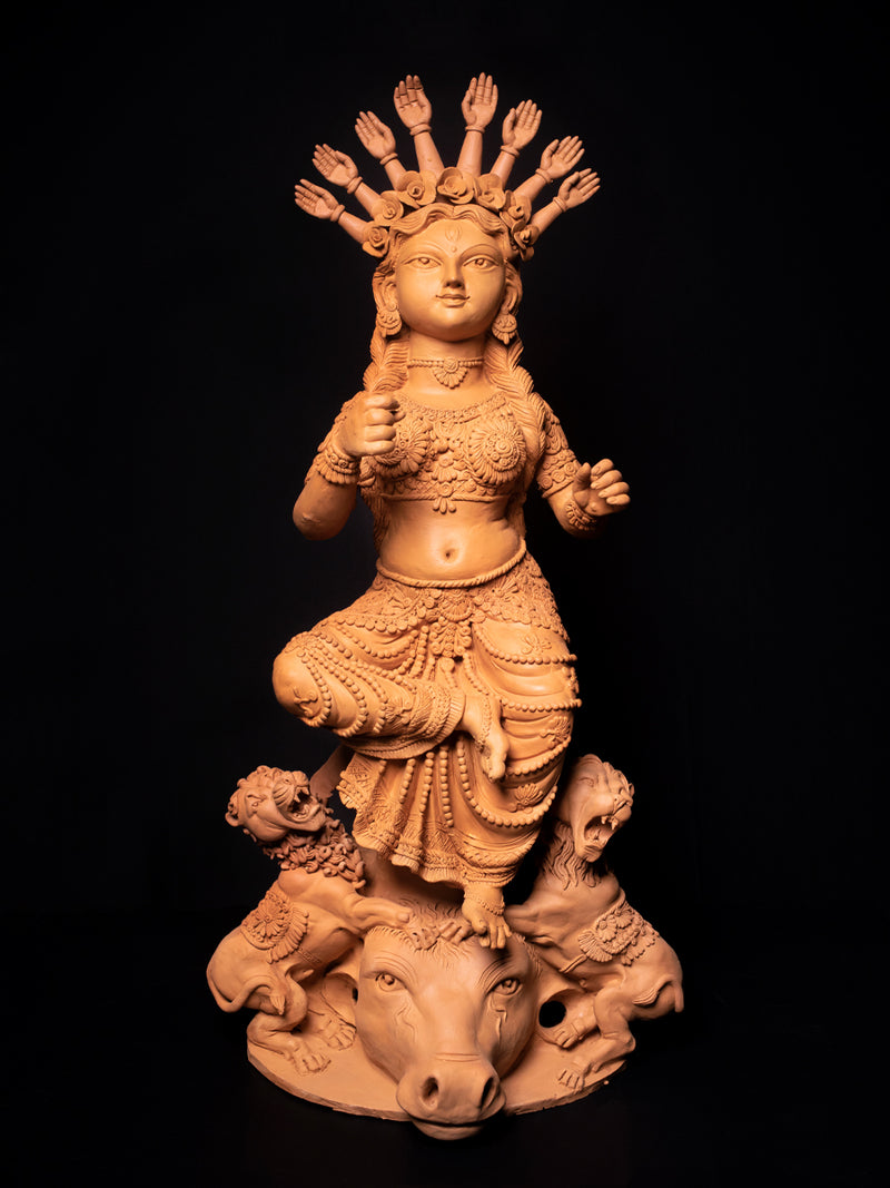 Serenity Unveiled: Aparna Terracotta Sculpture, Terracotta art by Dolon Kundu