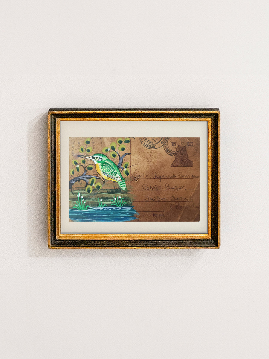 Emerald Haven: A Memento of Nature’s Symphony Miniature Painting by Mohan Prajapati for sale 