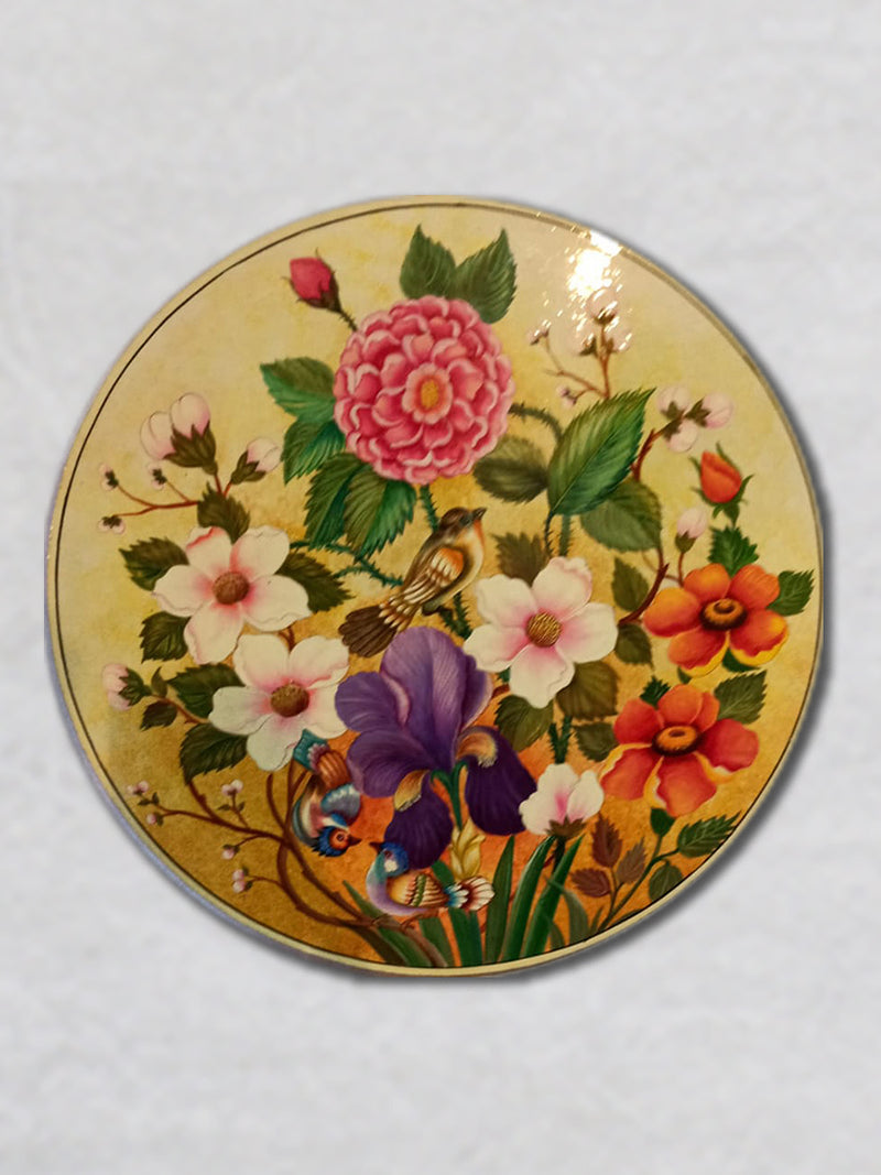 Blossoming Beauty: Handcrafted Paper Mache Floral Designer Wall Plates on Sale!