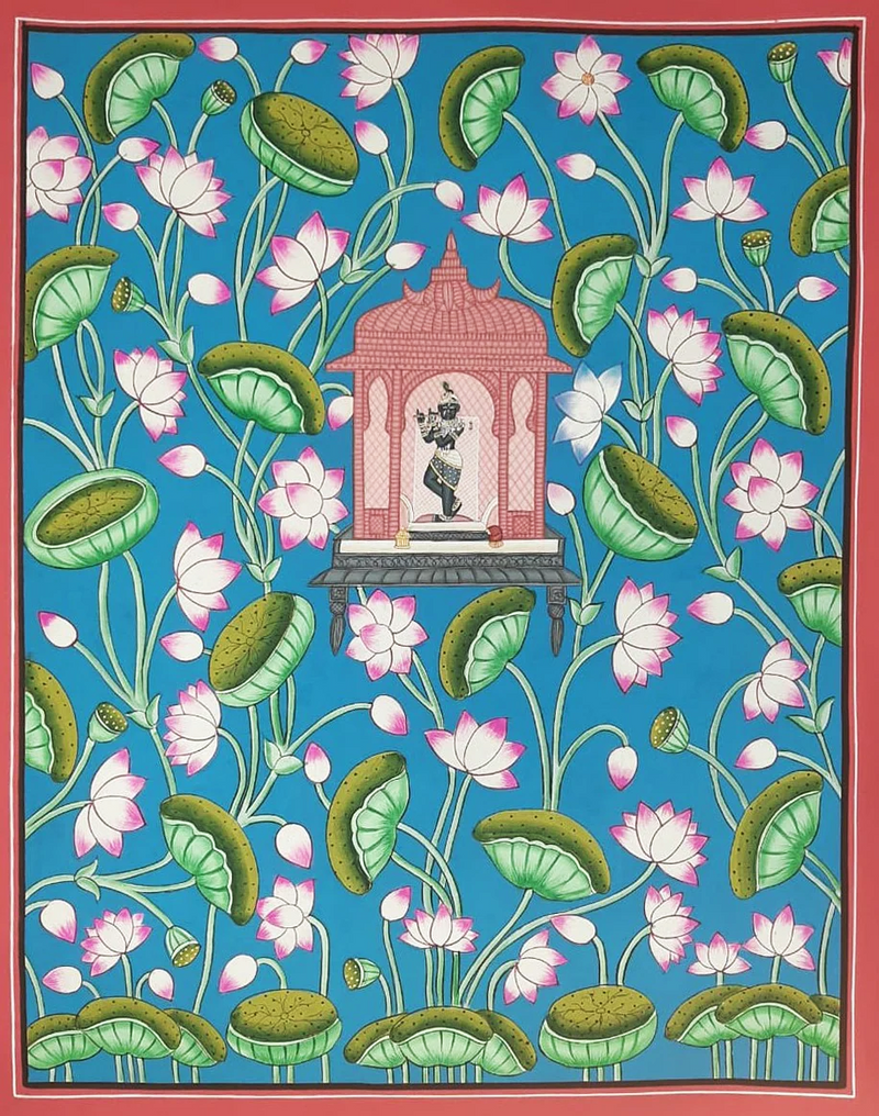 Buy Lotuses with krishna pichwai art