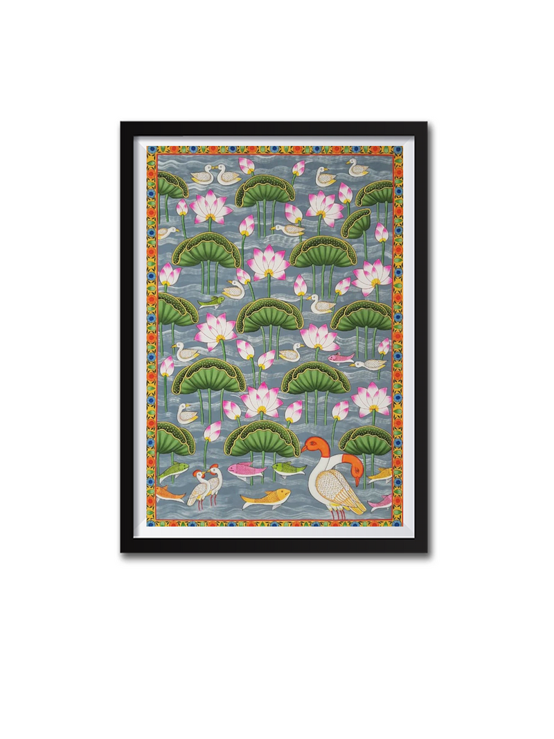 A pond of lotuses pichwai art For Sale