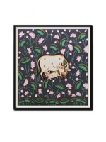 Cow with calf between a lotus pond Pichwai art For Sale