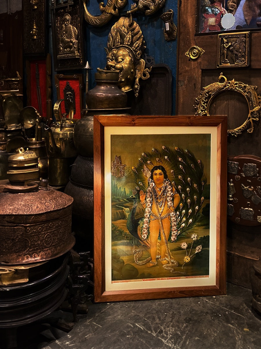 Sri Bala Subramanya / Kartikeya Oleograph by Raja Ravi Verma for sale