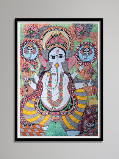 Depiction of Lord Ganesha in Madhubani by Vibhuti Nath