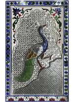 Purchase Climbing Splendor: A Thikri Glass Symphony of Vibrant Peacock  by Vinayak Art Glass inlay Handicrafts