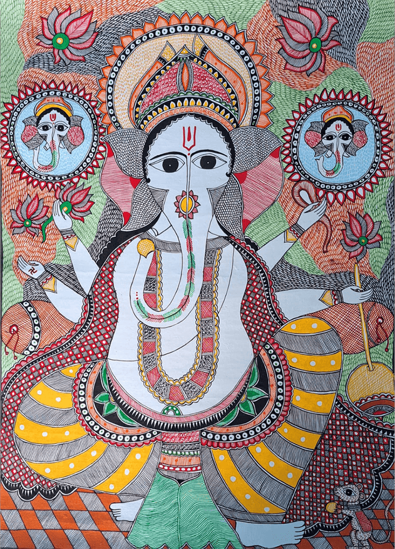 Buy Depiction of Lord Ganesha in Madhubani by Vibhuti Nath