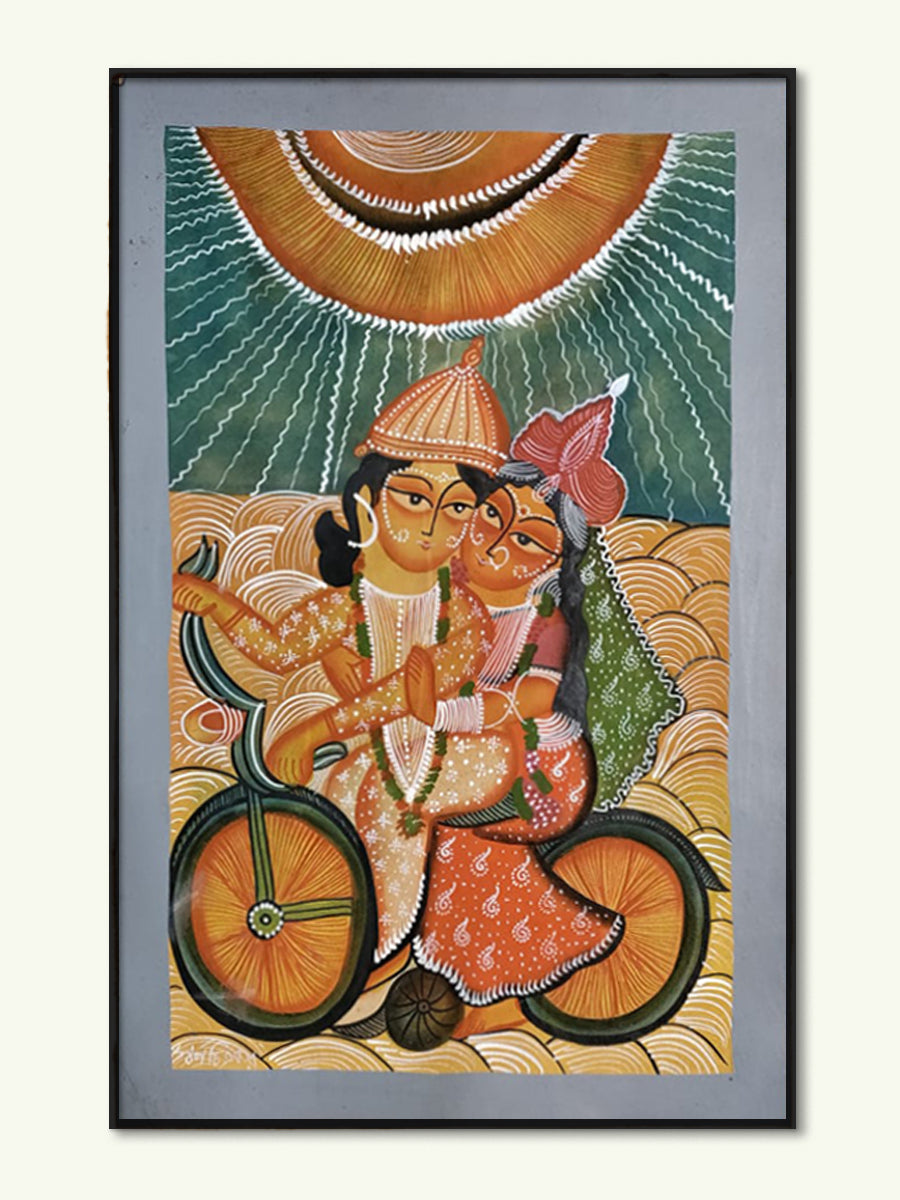 Cycle of Love: A Bengali Pattachitra Journey with Babu and Bibi Bengal Pattachitra by Swarna Chitrakar for sale