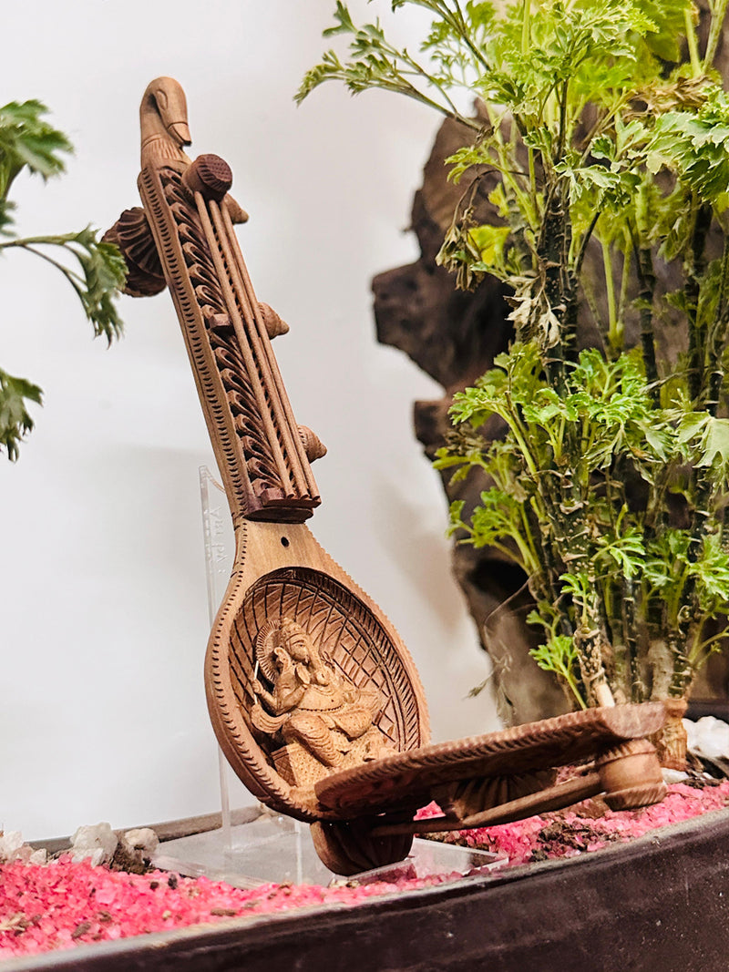 A Blessing of Lord Ganesha: Raw Sandalwood Veena by Om Prakash