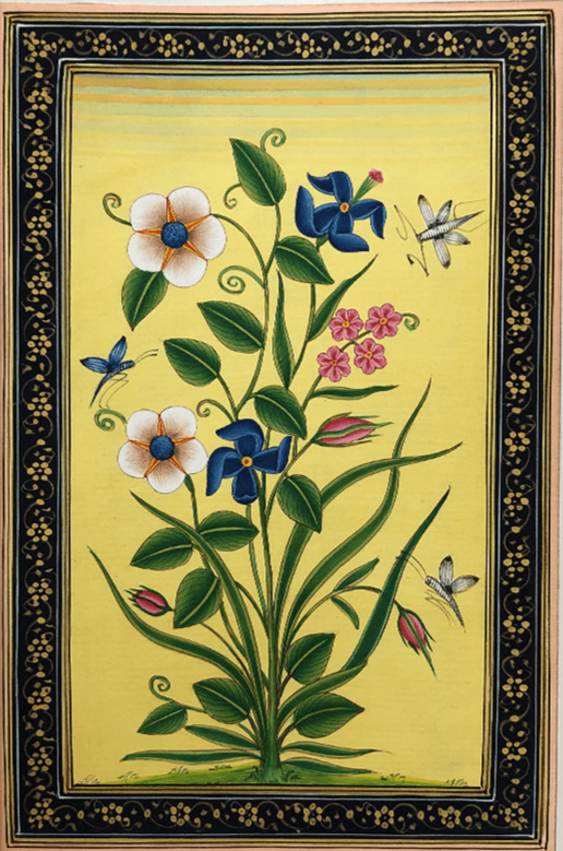 The Mughal Flowers in Miniature Painting by Mohan Prajapati