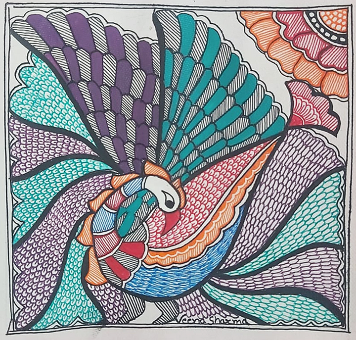 A Colorful Peacock in Madhubani By Priti Karn Thumbnail