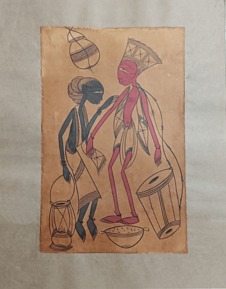 A Couple in Santhal Pattachitra by Uttam Chitrakar Thumbnail