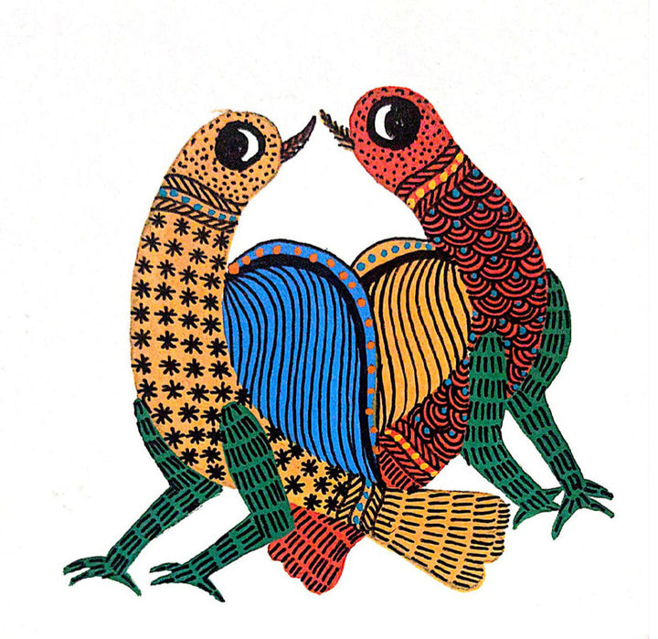 A Duet of Beauty: Pair of Birds in Gond by Kailash Pradhan Thumbnail