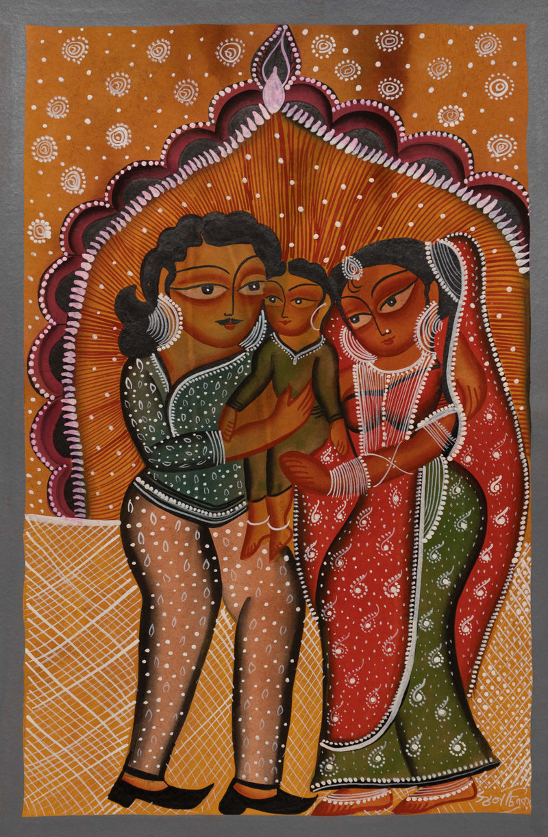 Buy A Family in Bengal Pattachitra by Swarna Chitrakar