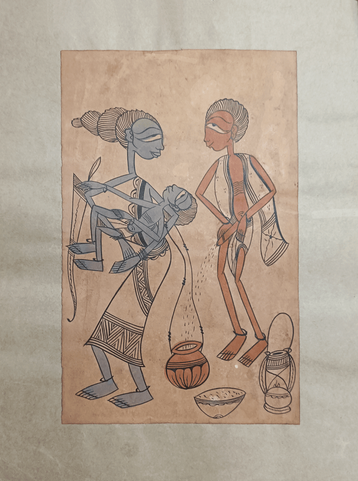 A Family in Santhal Pattachitra by Uttam Chitrakar Thumbnail