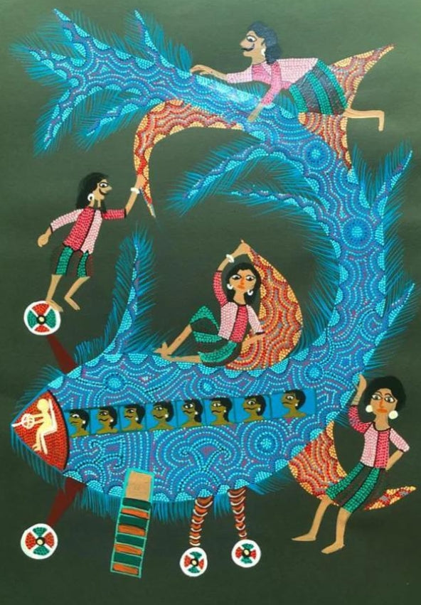 A Flight in Bhil Painting by Geeta Bariya Thumbnail