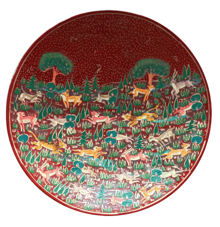 A Forest Scene in a Bowl in Kashmiri Paper Mache by Riyaz Khan Thumbnail