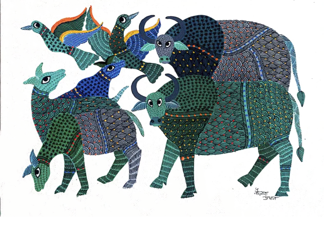 A Gateway to the Fauna: Elegant Gond artwork by Kailash Pradhan Thumbnail