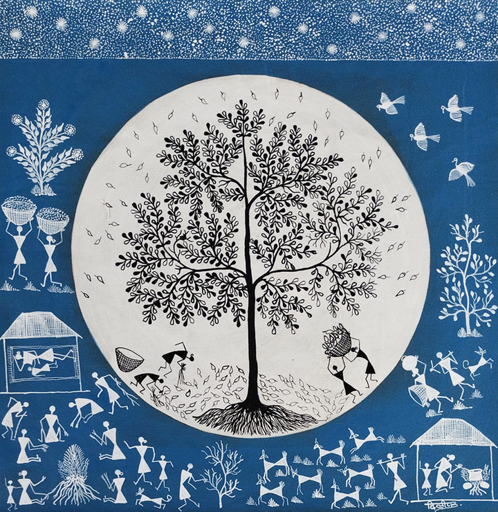A Glimpse of Village Life: Warli by Dilip Bahotha Thumbnail