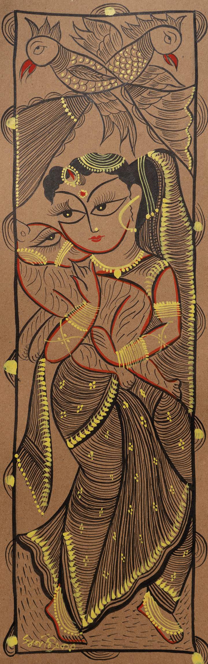 A Lady in her Leisure: Bengal Pattachitra by Swarna Chitrakar Thumbnail
