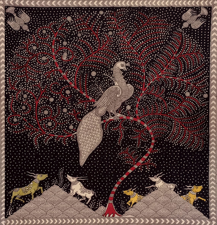 A Majestic Peacock Mata Ni Pachedi By Dilip Chitara For Home Decor Thumbnail