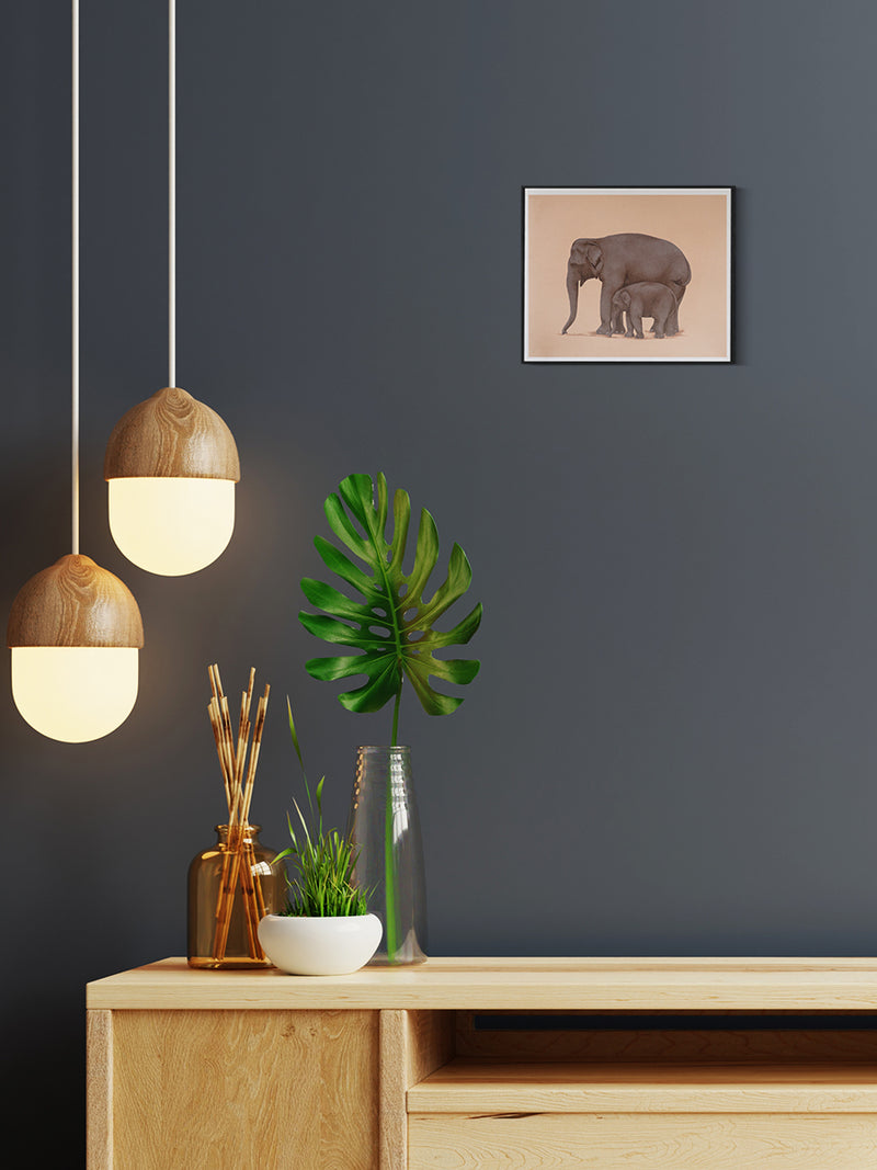 Shop A Mother's Guiding Trunk A Mughal Miniature of Elephant Love by Mohan Prajapati