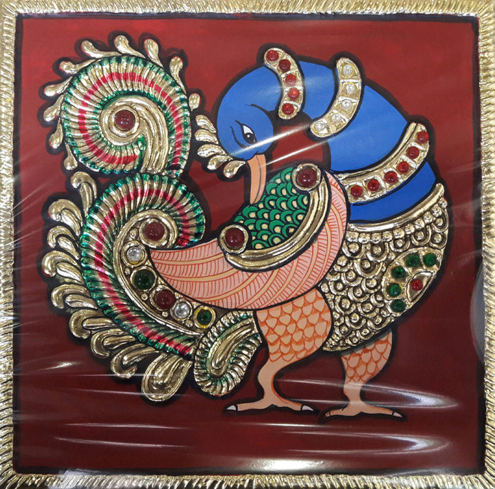 A Peacock, Tanjore Art by Sanjay Tandekar Thumbnail