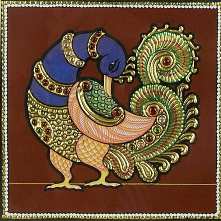A Peacock, Tanjore Art by Sanjay Tandekar Thumbnail