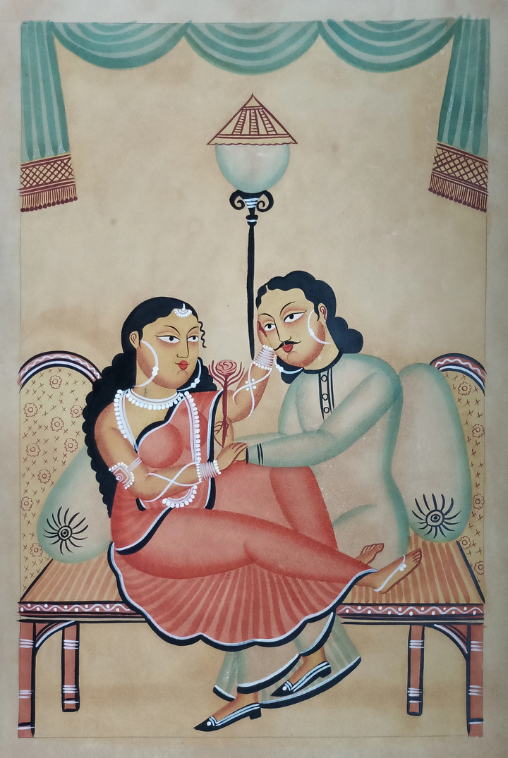 A Rose handpainted in Kalighat style by Hasir Chitrakar Thumbnail