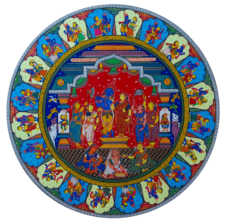 A Spiritual Love Saga Graceful - Pattachitra Plate by Apindra Swain for Home Decor Thumbnail