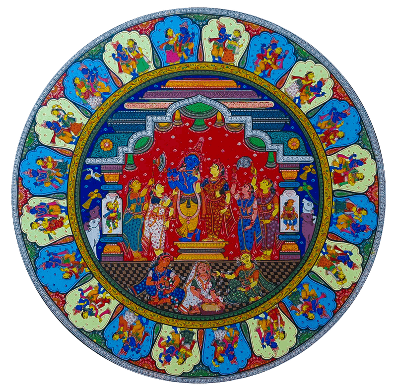 Buy Radhna Krishna  Pattachitra Wooden Wall Plates 