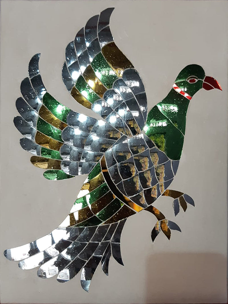 A Thikri Glasswork of a Parrot by Happy Kumawat