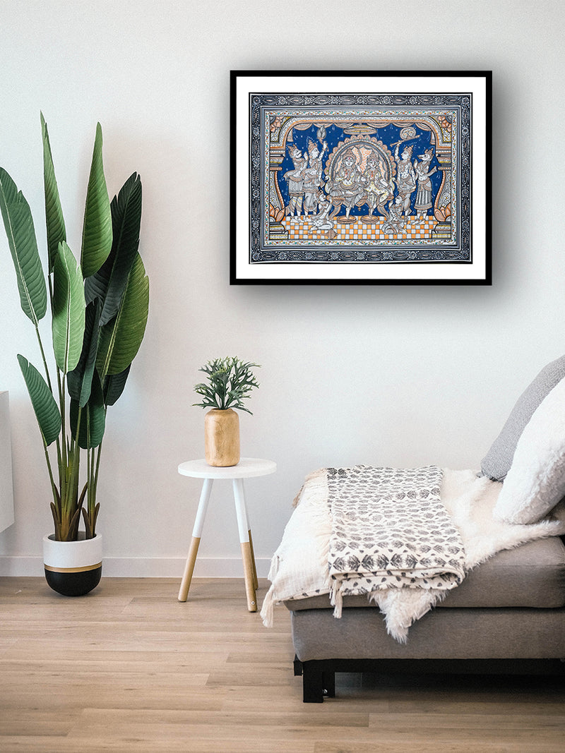 Shop A Tapestry of Divine Love: The Mythical Saga of Ram-Sita Darbar on a canvas 