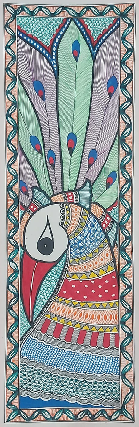 A Vibrant Peacock in Madhubani by Priti Karn Thumbnail
