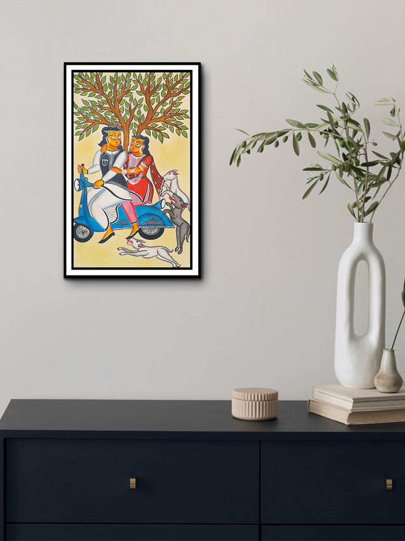 A Whirlwind Adventure: A Kalighat Painting by Uttam Chitrakar