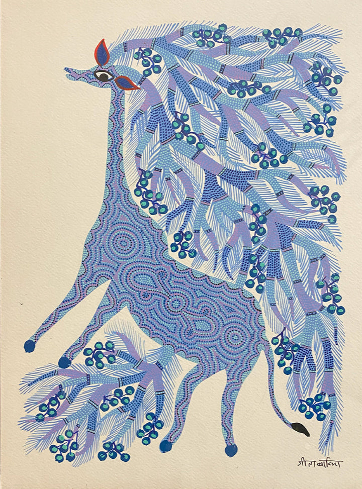 A deer's horn, Bhil Art by Geeta Bharia Thumbnail