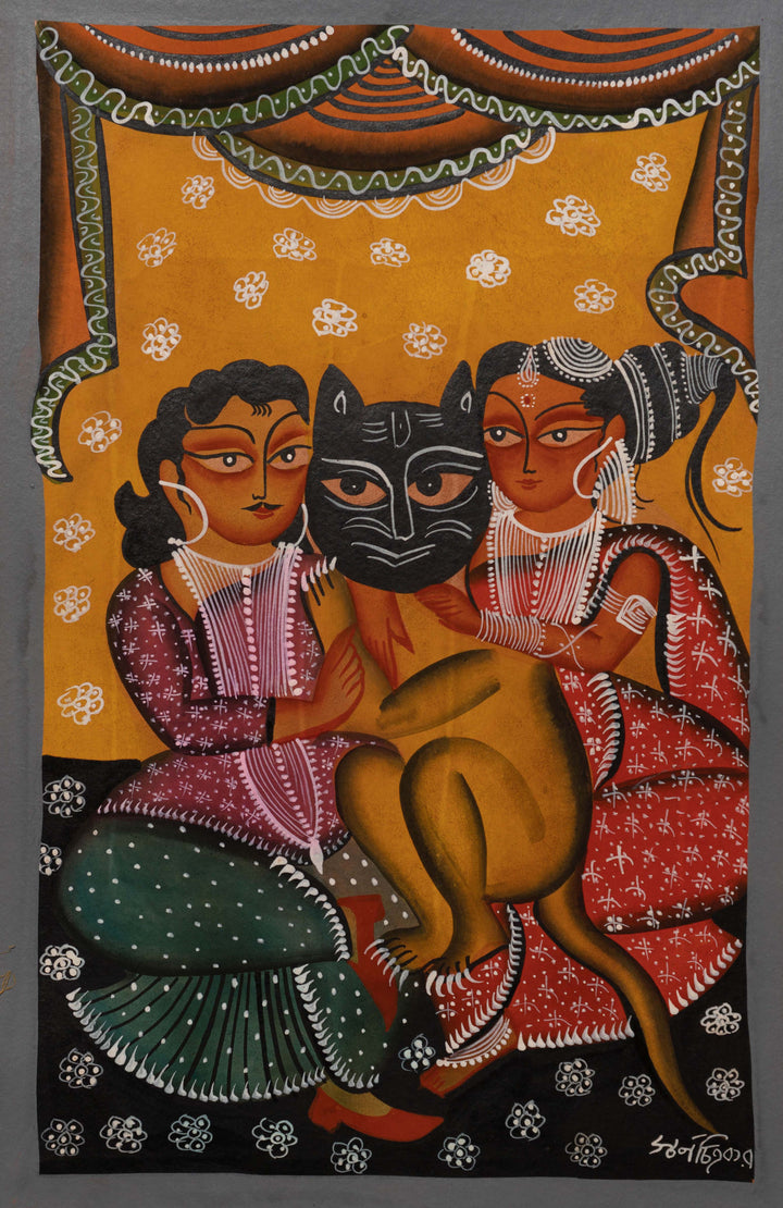 A loving Family in Bengal Pattachitra by Swarna Chitrakar Thumbnail