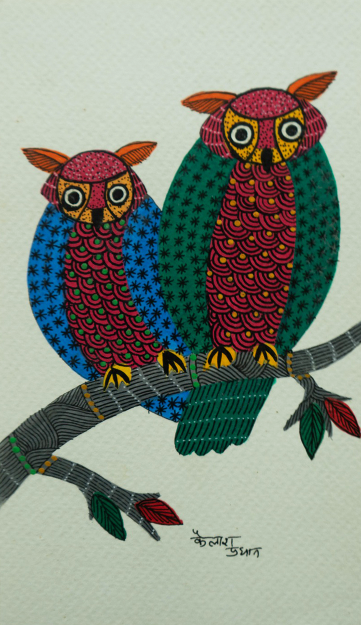 Owls of Wisdom in Gond by Kailash Pradhan Thumbnail